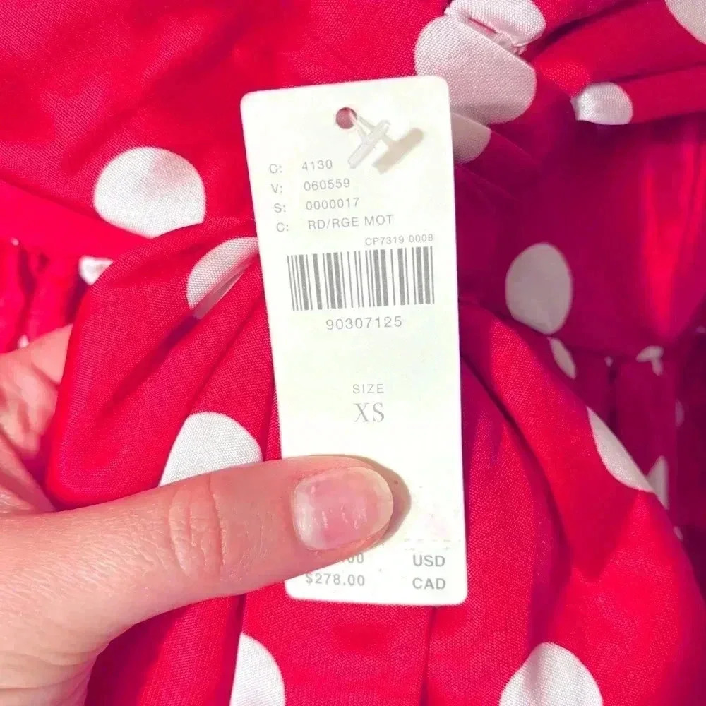 NWT Anthropologie ATSU Sally Red Polka Dot Bow Midi Dress Size XS - Picture 8 of 8